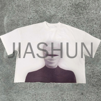 Cotton Oversized Cropped Boxy T-shirt with DTG Print