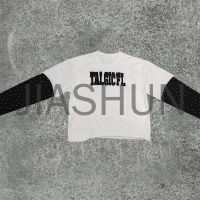 Oversize Graphic French Terry Double Layer Long Sleeve T-Shirt