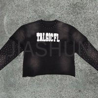 Oversize Graphic French Terry Double Layer Long Sleeve T-Shirt