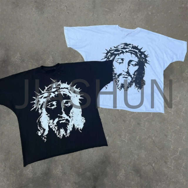 Heavyweight Men's Oversized Pattern DTG Printed 100% Cotton T-Shirt