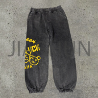 Graphic Digital Print Vintage Acid Wash Cotton Sweatpants