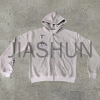 Distressed Wash Full Zip Sweatsuit Set
