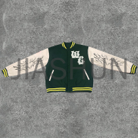 Chenille Patch Logo Wool Varsity Jacket PU Leather Sleeves