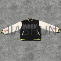 Chenille Patch Logo Wool Varsity Jacket PU Leather Sleeves