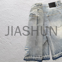 Ripped Distressed Denim Shorts with Multiple Pockets