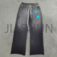 Sun-Faded Cut and Saw Bottom Distressed Sweatpants