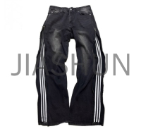 Washed Flared Jeans with Side-Opening