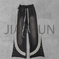 Baggy Double Waist Side-Stripe Knitted Sweat Pants