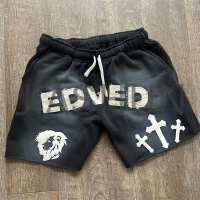 Heavyweight French Terry Baggy Shorts with Distressing Embroidery