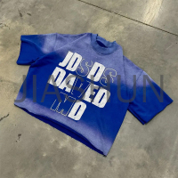 250 GSM Sun-Faded Acid Wash Distressed Oversize Cropped T-Shirt