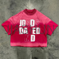 250 GSM Sun-Faded Acid Wash Distressed Oversize Cropped T-Shirt