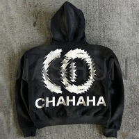 Acid Wash Oversized Zip-Up Hoodie with DTG Print
