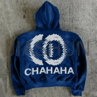 Acid Wash Oversized Zip-Up Hoodie with DTG Print