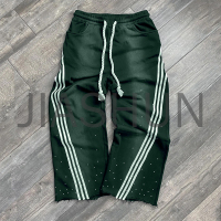 Vintage Wash Baggy Wide Leg Sweatpants with Side Stripe