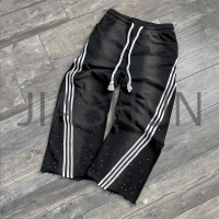 Vintage Wash Baggy Wide Leg Sweatpants with Side Stripe