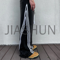 Vintage Wash Baggy Wide Leg Sweatpants with Side Stripe