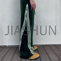 Vintage Wash Baggy Wide Leg Sweatpants with Side Stripe