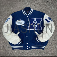 Cotton Duffle Racing Motorcycle Jacket with Embroidery Patch