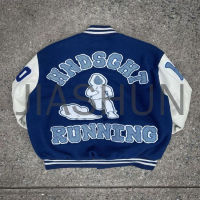 Cotton Duffle Racing Motorcycle Jacket with Embroidery Patch