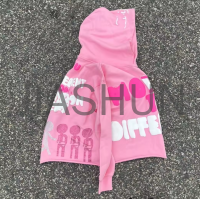 Oversized Dropped Shoulder Hoodie Puff Print Raw Cut