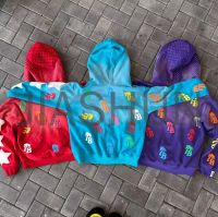 Acid Wash 3D Puff Print Rhinestone Zip-Up Cropped Hoodie