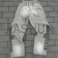 Acid Wash High Waist Wide Leg Baggy Stacked Sweatpants