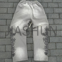 Acid Wash High Waist Wide Leg Baggy Stacked Sweatpants