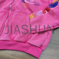 Zip-Up Vintage French Terry Sun Faded Acid Wash Hoodie