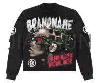 Double Layer Long Sleeve T-Shirt with Graphic Screen Print