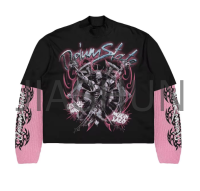 Double Layer Long Sleeve T-Shirt with Graphic Screen Print