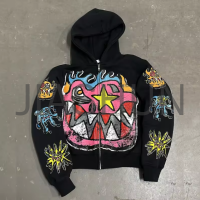 Heavyweight 100% Cotton Printed Zip-Up Hoodie