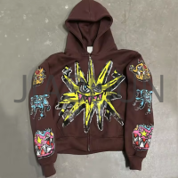 Heavyweight 100% Cotton Printed Zip-Up Hoodie