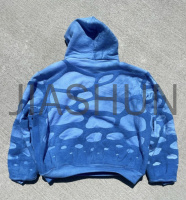 Vintage Washed Logo Hoodie with Striped Line Stitching