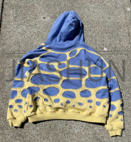 Vintage Washed Logo Hoodie with Striped Line Stitching