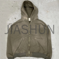 Vintage Acid Wash French Terry Full Zip Hoodie