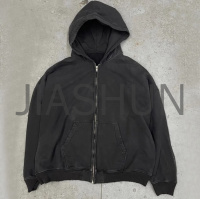 Vintage Acid Wash French Terry Full Zip Hoodie