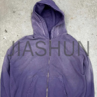 Vintage Acid Wash French Terry Full Zip Hoodie