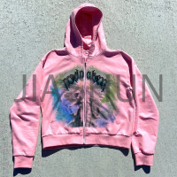 Heavyweight Rhinestone DTG Printed Zip-Up Hoodie