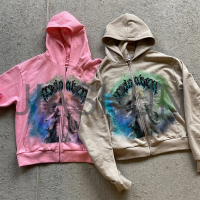 Heavyweight Rhinestone DTG Printed Zip-Up Hoodie