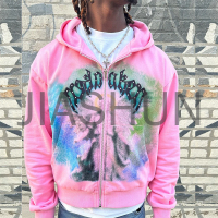 Heavyweight Rhinestone DTG Printed Zip-Up Hoodie