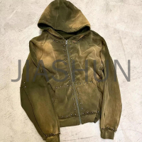 Acid Wash Rhinestone Hoodie