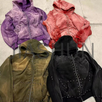 Acid Wash Rhinestone Hoodie