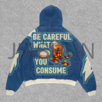 Heavyweight Oversized Washed Distressed Hip-Hop Hoodie