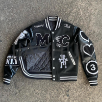 Vintage Wool Letterman Jacket with Patchwork