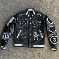 Vintage Wool Letterman Jacket with Patchwork