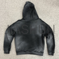 Acid Wash Distressed Hole Ripped Cotton Hoodie