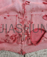 Waffle Line Cotton Double Layer Acid Wash Sun-Faded Zip-Up Hoodie