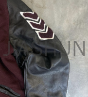 PU Leather Jacket with Embroidery and Stand Collar
