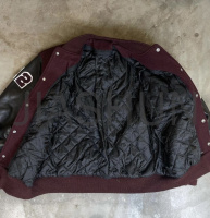 PU Leather Jacket with Embroidery and Stand Collar