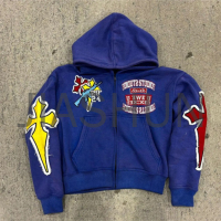 Acid Wash Stone Wash French Terry Zip-Up Hoodie